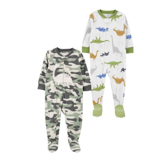Carter's 2 Pack Footed Fleece Sleeper - Dinosaurs - Picture 1 of 1